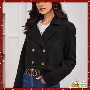 Notched Collar Double Breasted Overcoat